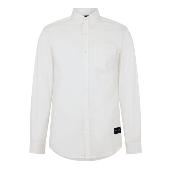 Men's Criminal Damage Salvator Collared Neck Long Sleeve Shirt in White - Image 1