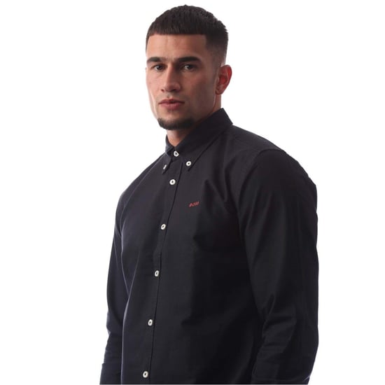 Men's Boss Embroidered Collared Neck Button Down Long Sleeve Shirt in Dark Blue - Image 3