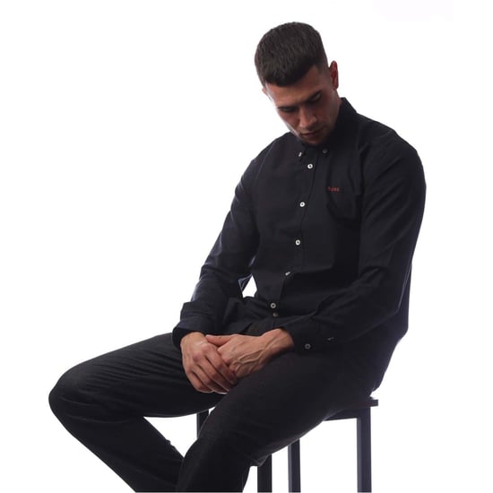 Men's Boss Embroidered Collared Neck Button Down Long Sleeve Shirt in Dark Blue - Image 4