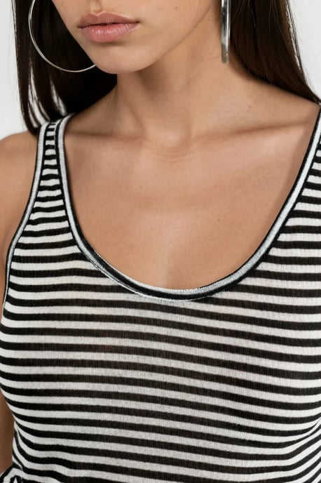 Gestreepte Geribde U-Hals Camisole Top - Image 4
