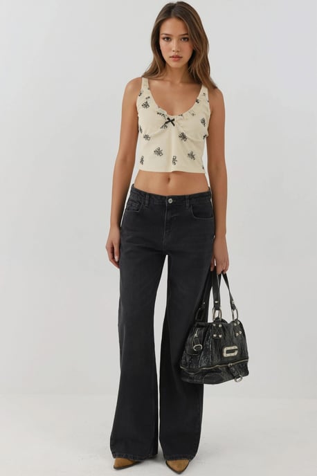 U-halsad tryckt crop top - Image 3