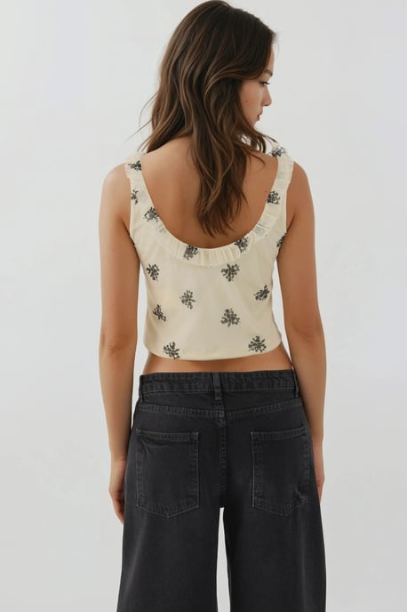U-halsad tryckt crop top - Image 5
