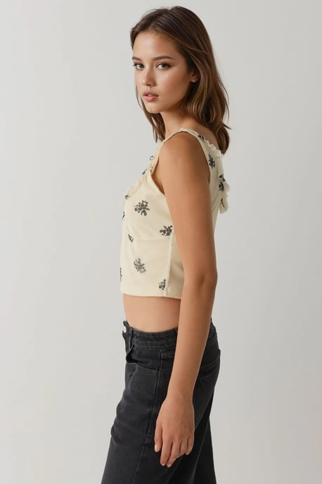 U-halsad tryckt crop top - Image 6