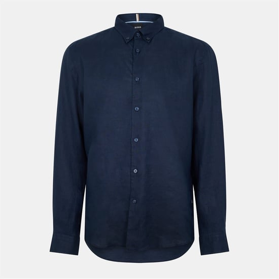 Men's Boss Liam Oxford Regular Fit Long Sleeve Shirt in Dark Blue - Image 1