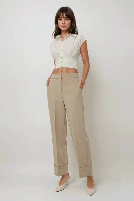 Exclusive Tailored Double Hem Carrot Pants - Image 1