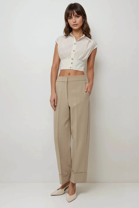 Exclusive Tailored Double Hem Carrot Pants - Image 3