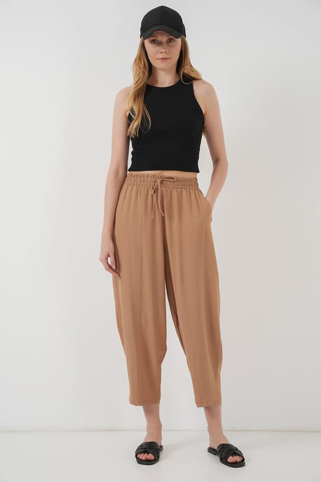Textured Salwar Pants with Drawstring Waist - Image 3