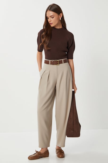 Hoge taille geplooide tailormade broek - Image 1