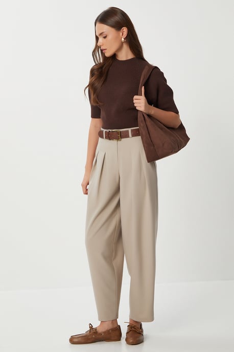 Hoge taille geplooide tailormade broek - Image 2