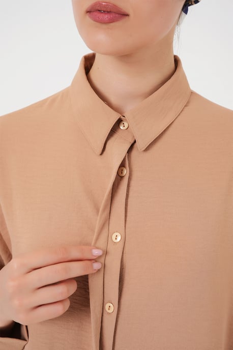 Oversized Lange Mouwen Knopen Blouse met Kraag - Image 5