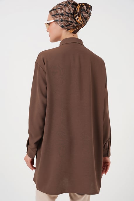 Oversized Lange Mouwen Knopen Blouse met Kraag - Image 3