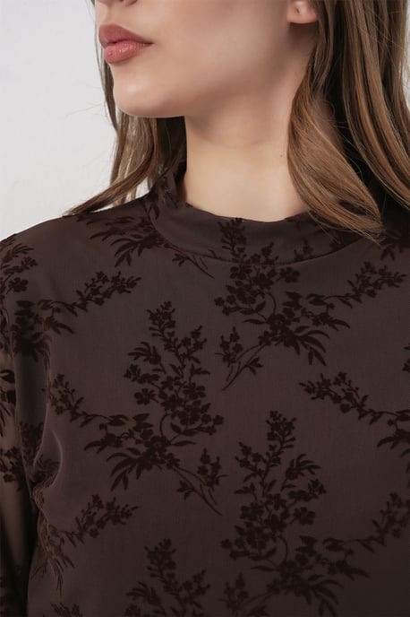 Geprinte Flock Crew Neck Blouse - Image 6