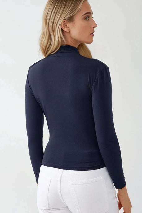 High Collar Drape Detail Blouse - Image 5