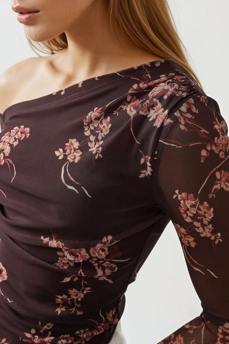 Asymmetrische Kraag Tulle Blouse - Image 2