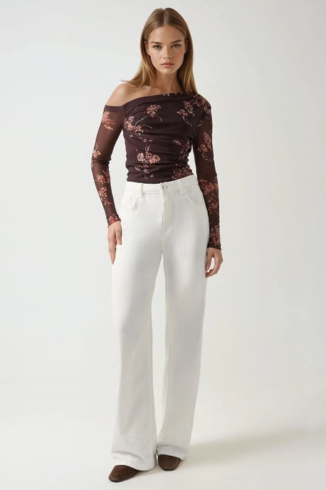 Asymmetrische Kraag Tulle Blouse - Image 6