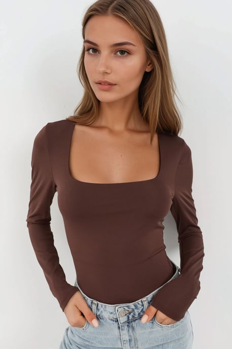 Slim Fit Vierkante Hals Gebreide Top - Image 1