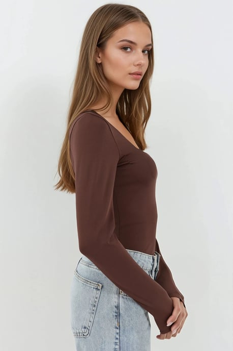 Slim Fit Vierkante Hals Gebreide Top - Image 5