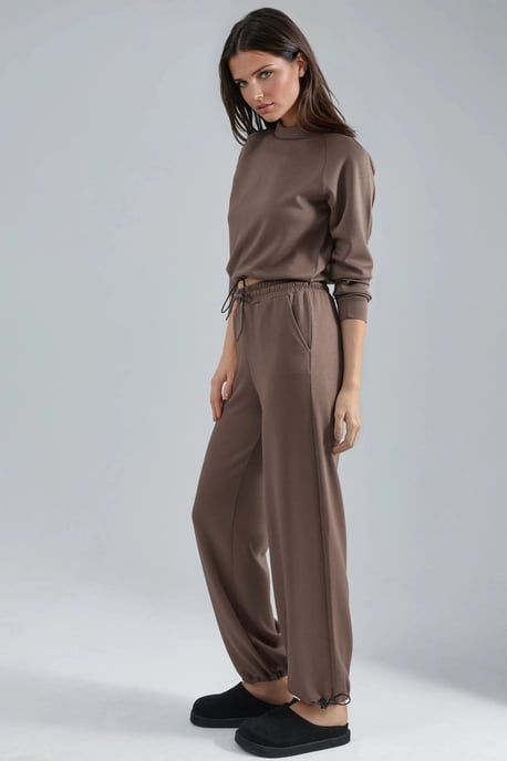 Modal Touch Half Turtleneck Blouse & Elastic Waist Pants - Image 2