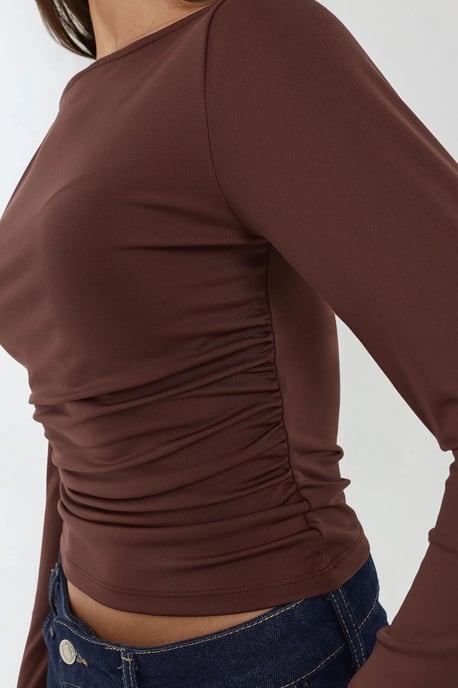 Båthals Långärmad Slim Fit Stickad Topp - Image 2