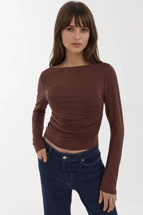Båthals Långärmad Slim Fit Stickad Topp - Image 3