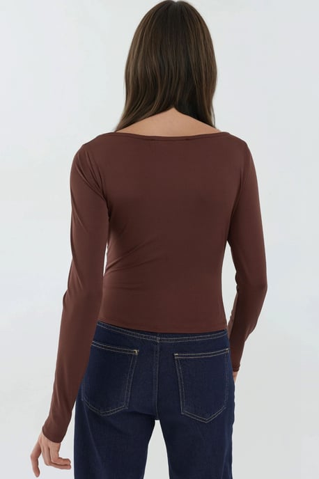 Båthals Långärmad Slim Fit Stickad Topp - Image 6