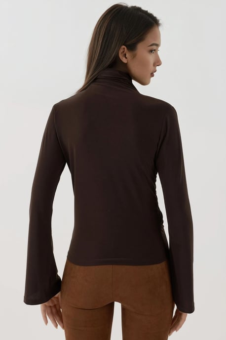 Gekaapte Halve Col Lange Mouw Slim Fit Top - Image 4
