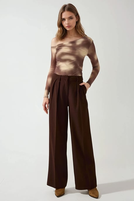 Asymmetrische Kraag Tuele Blouse - Image 4