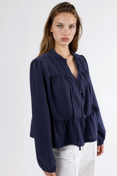 Langemouwen Tippet Kragenblouse - Image 4