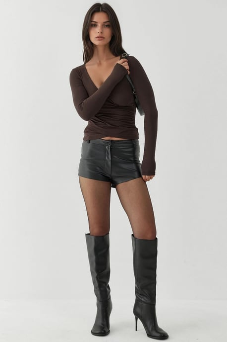 Slim Fit Soft Touch V-Neck Long Sleeve Top - Image 6