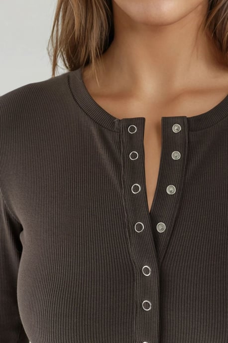 Ribbelige Drukknoop Gebreide Top - Image 3