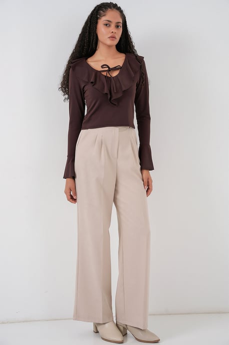 Frilly V-Neck Crop Blouse - Image 2
