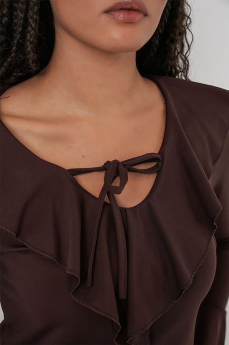 Frilly V-Neck Crop Blouse - Image 6