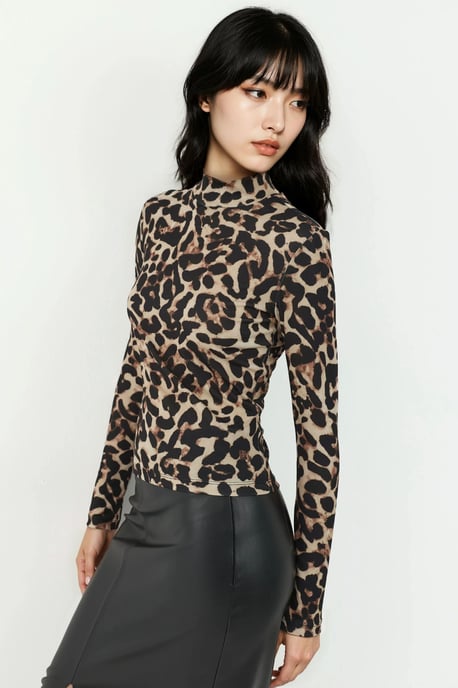 Leopardprint Halve Col T-shirt - Image 2