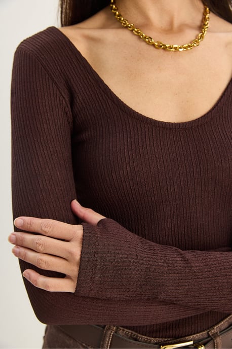 Slim Fit Long Sleeve U Collar Blouse - Image 5