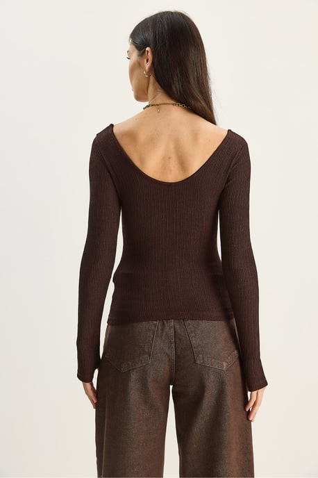Slim Fit Long Sleeve U Collar Blouse - Image 6