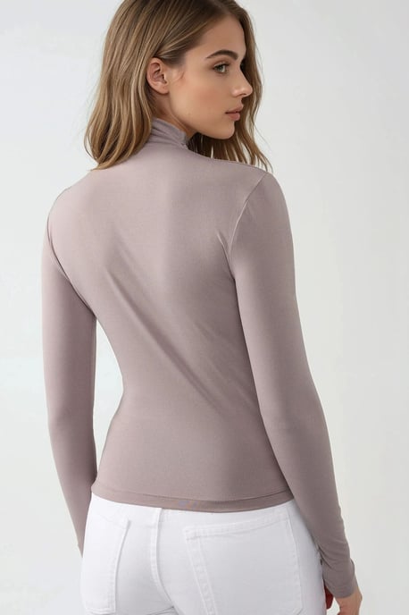 High Collar Drape Detail Blouse - Image 4