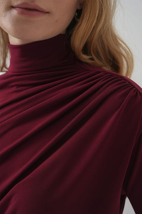 Tajt polokrage blus med draperingsdetalj - Image 5