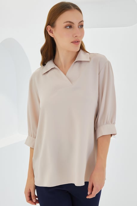 Polo Kraag Losse Pasvorm Blouse - Image 2