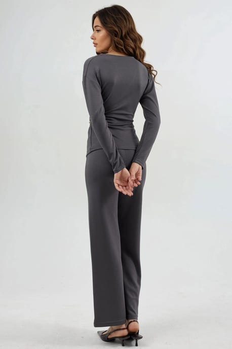 Accessoire Detail Blouse & Broek Twee-Delig Set - Image 3
