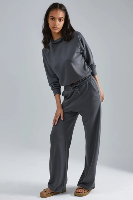 Modal Touch Half Turtleneck Blouse & Elastic Waist Pants - Image 4