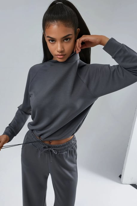 Modal Touch Half Turtleneck Blouse & Elastic Waist Pants - Image 6