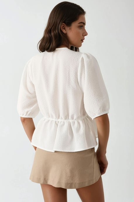 Texturerad V-ringad Blus - Image 4