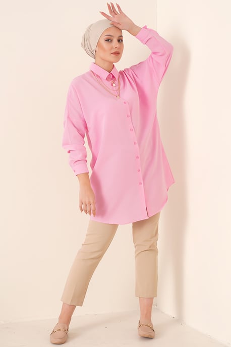 Lange Poplin Shirt met Knoopsluiting - Image 2