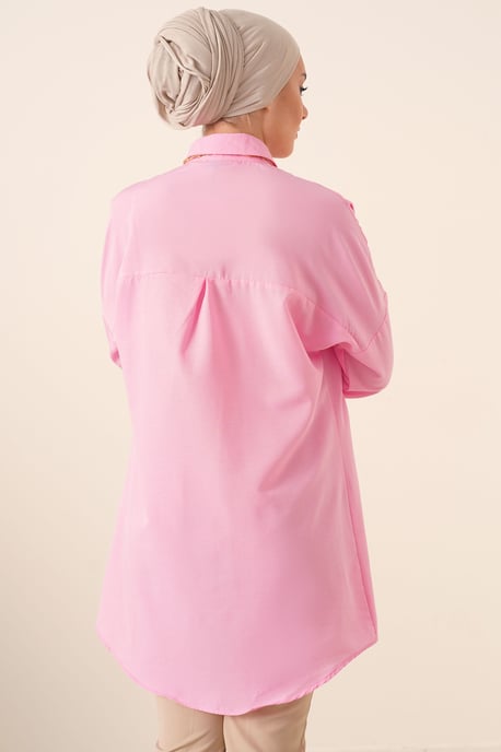 Lange Poplin Shirt met Knoopsluiting - Image 3