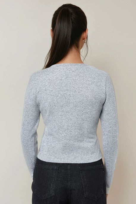 Texturerad långärmad knappad slim fit topp - Image 4