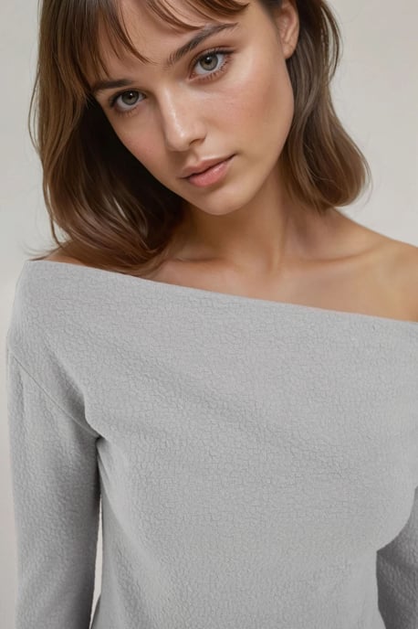 Gestreepte Off-Shoulder Lange Mouw Geribbelde Trui - Image 5
