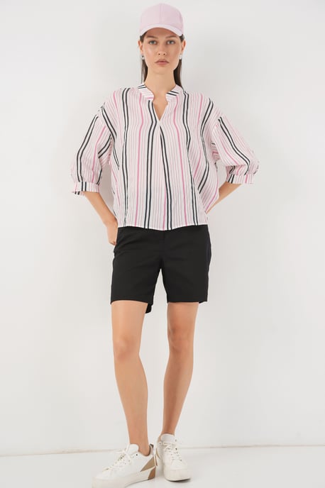 Gestreepte V-hals Blouse - Image 2