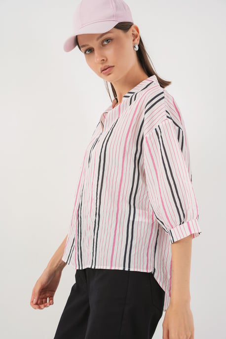 Gestreepte V-hals Blouse - Image 3