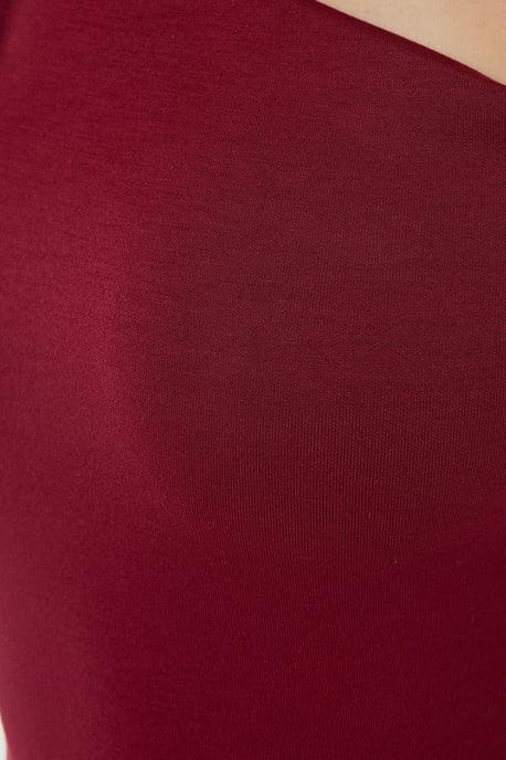 Asymmetrisk Hals Långärmad Slim Fit Topp - Image 6