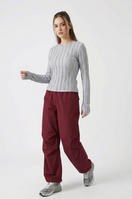 Geribbelde Crew Neck Langsleeve Blouse - Image 3